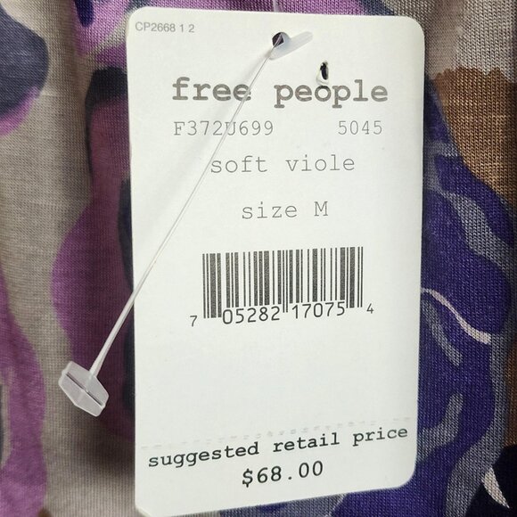 Free People Tank Top Womens Medium Purple Soft Violet Floral Racerback Boho NWT - Picture 5 of 12